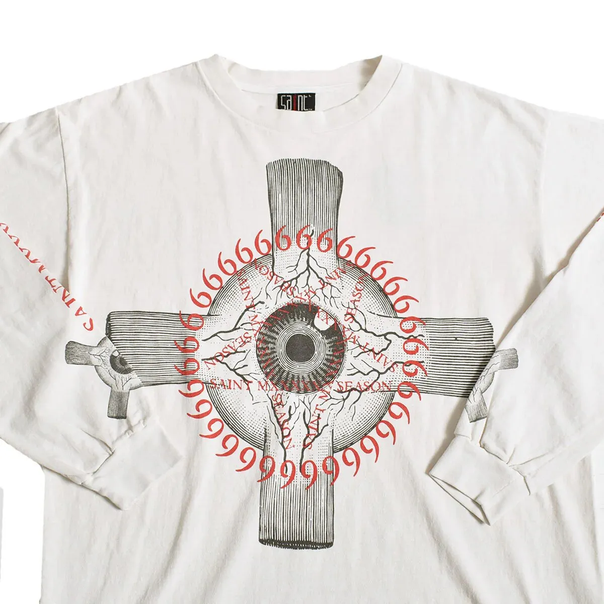 #SA63 SAINT pure cotton long-sleeved T P156 Color: White Size: S-XL